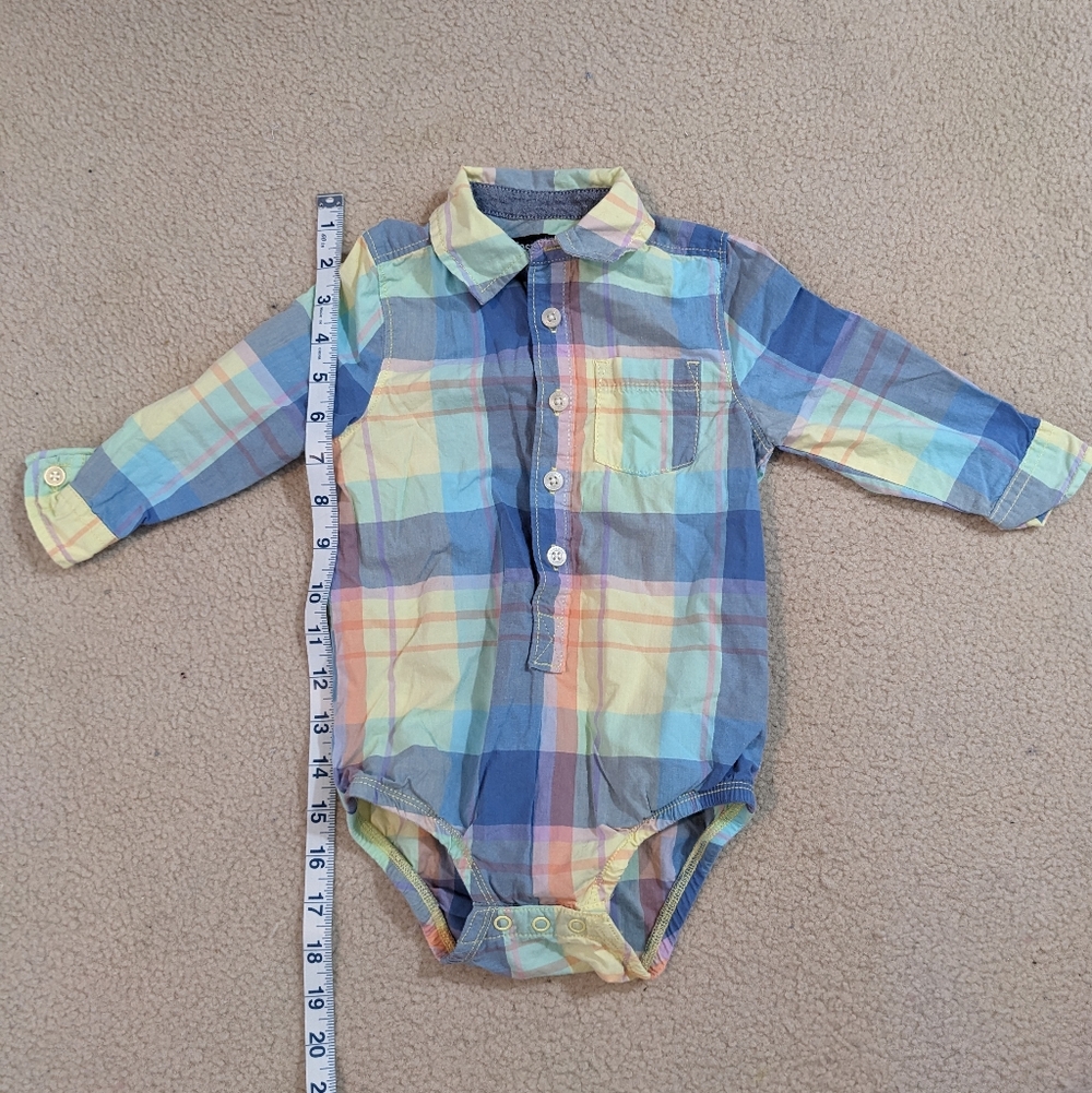 Oshkosh Bodysuit Boys 18M Pastel Long Sleeve Easter Spring Collared Church